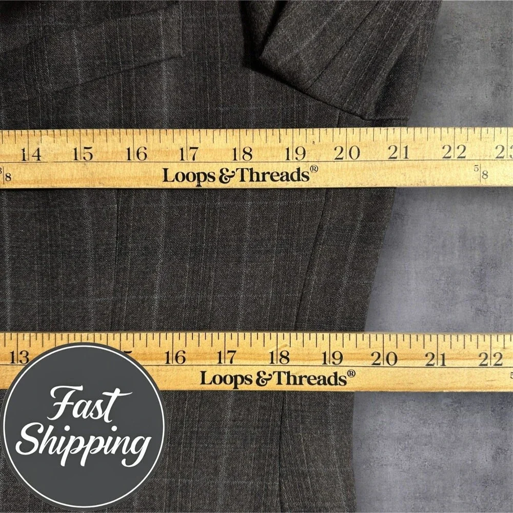 STAFFORD Slim Fit Mens 2 Piece suit Jacket 40R  Pants 34x29 Wool Plaid Brown